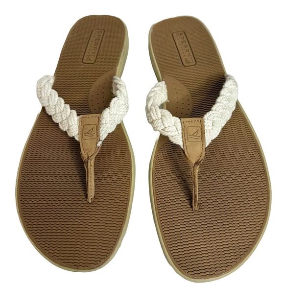 NWOT Sperry Women's Tan and Cream Sandals size 12 - Picture 1 of 4